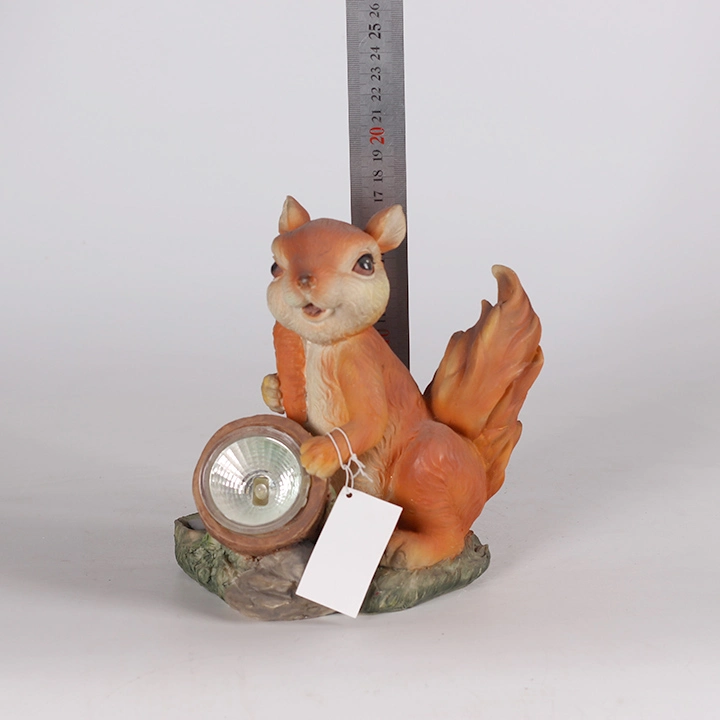 Cheap Wholesale Animal Squirrel LED Light Garden Decoration, Squirrel Sculpture Solar Lights, Resin Crafts for Garden Decoration