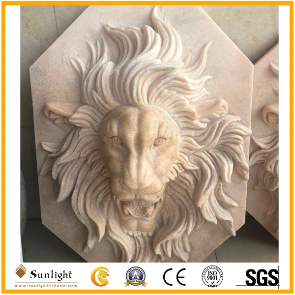 Marble Statue, Stone Animal Carving, Pink Marble Lion Carving with CNC Machine