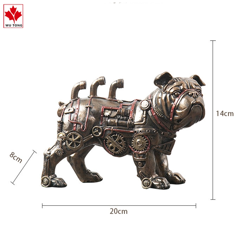 New design Mechanical Dog Punk Animal Sculpture Creative Steam Resin Decorative Crafts