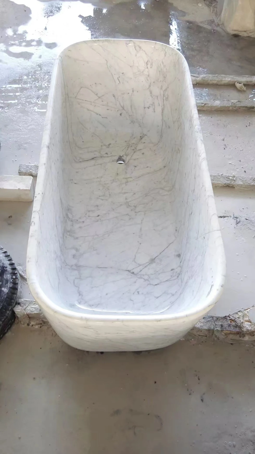 Bathroom Design Luxury Carrara White Marble Freestanding Stone Bathtub