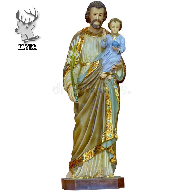 Religious Church Figure Fiberglass Saint Joseph and Baby Jesus Statue