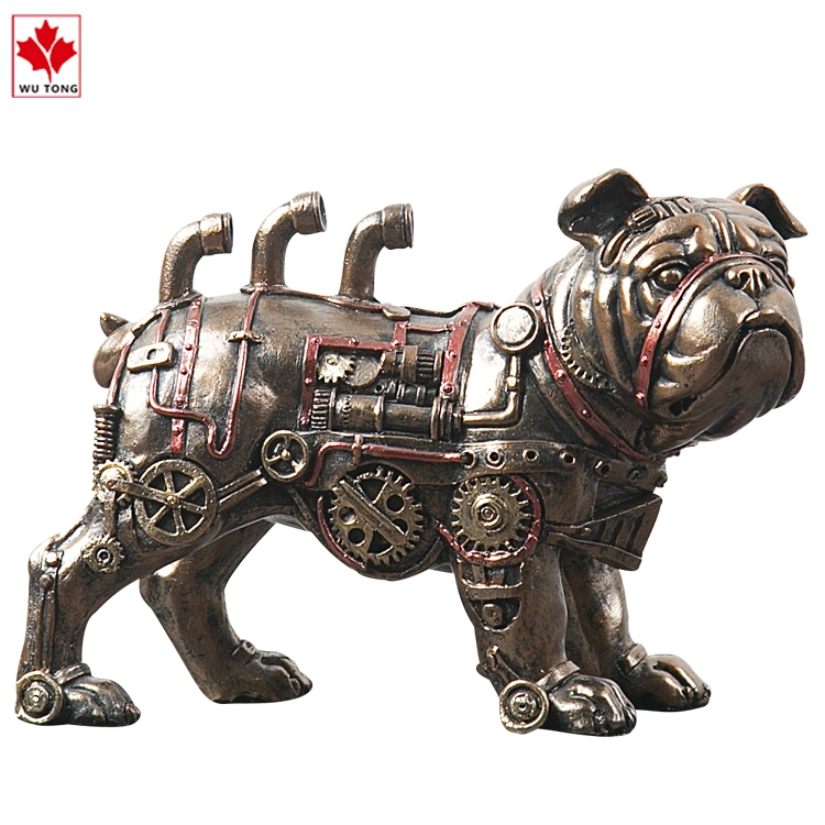 New design Mechanical Dog Punk Animal Sculpture Creative Steam Resin Decorative Crafts