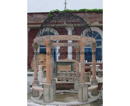 Large Size Natural Stone White /Yellow Marble Pavilion Garden Gazebo for Park Restaurant Ornament