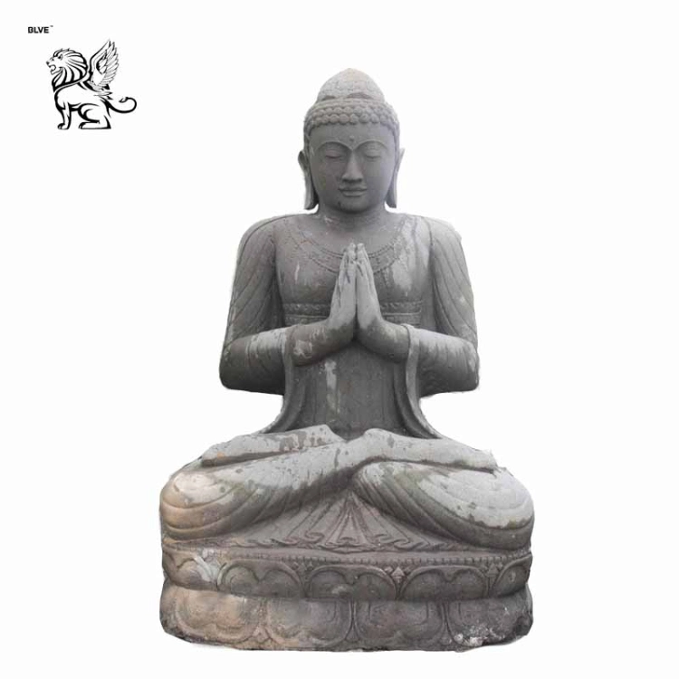 Handmade Stone Statue Sculpture with Hands Folded Half Sitting Buddha Wfsy-27