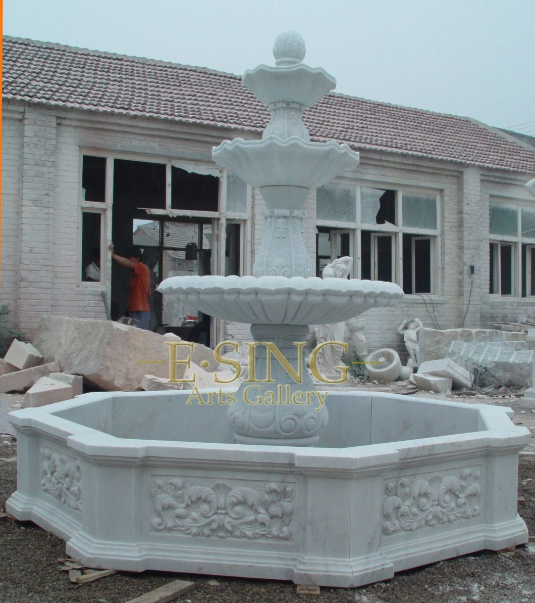 Hot Sale Hand Carved Natural Yellow Marble Fountain