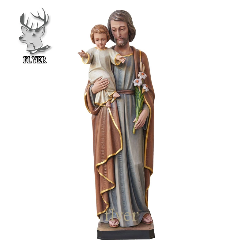 Religious Church Figure Fiberglass Saint Joseph and Baby Jesus Statue