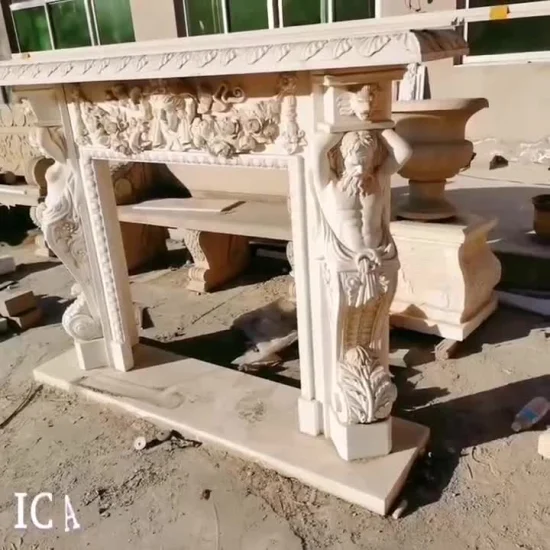 Home Decorative Natural Stone Mantel Marble Surround Carving Fireplace for Indoor Decoration